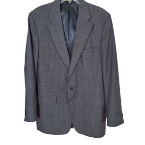 Vintage 80s/90s John Weitz Windowpane Gray Rainbow Suit Jacket Blazer Men 42L